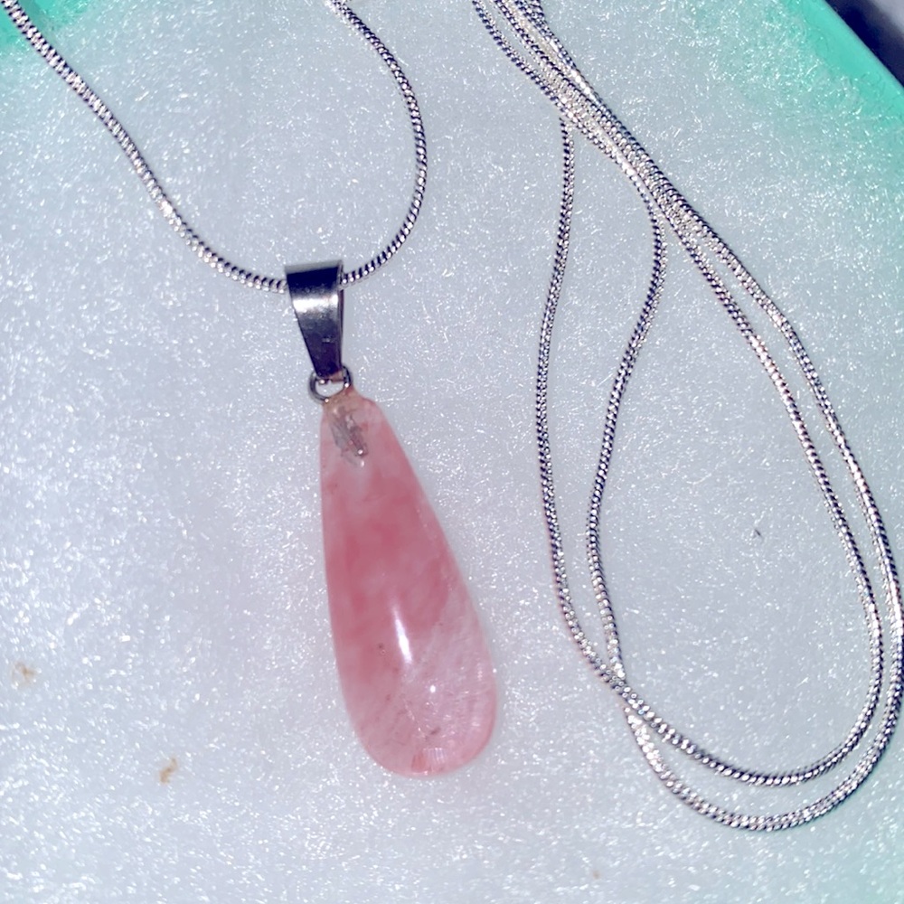 Giu Giu boho Long Pink Tourmaline Sterling Silver 24” Necklace